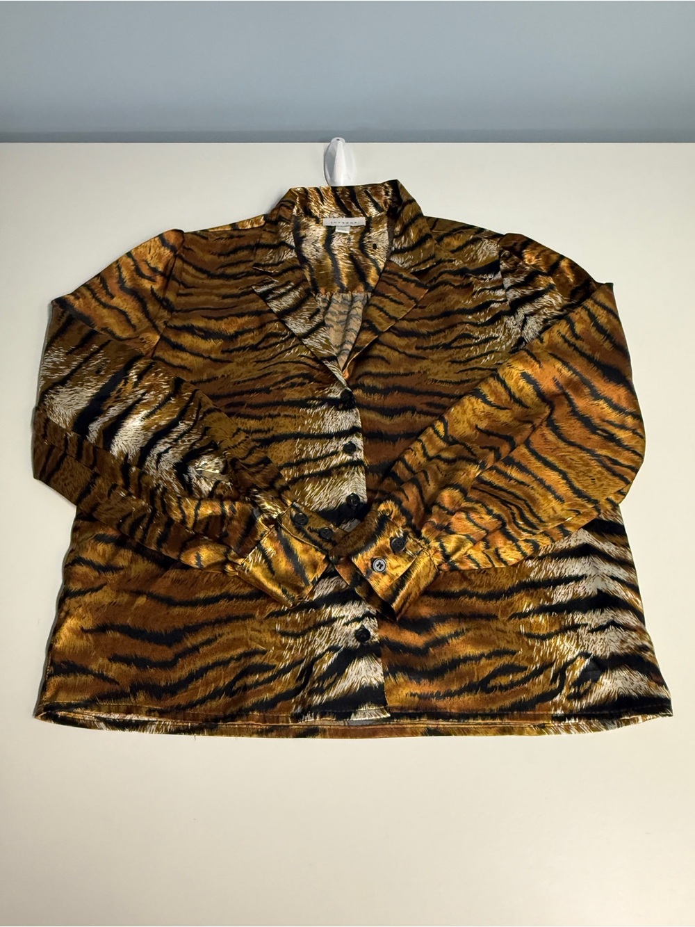 Topshop Tiger-Print Satin Blouse - Brown/Black/Gold